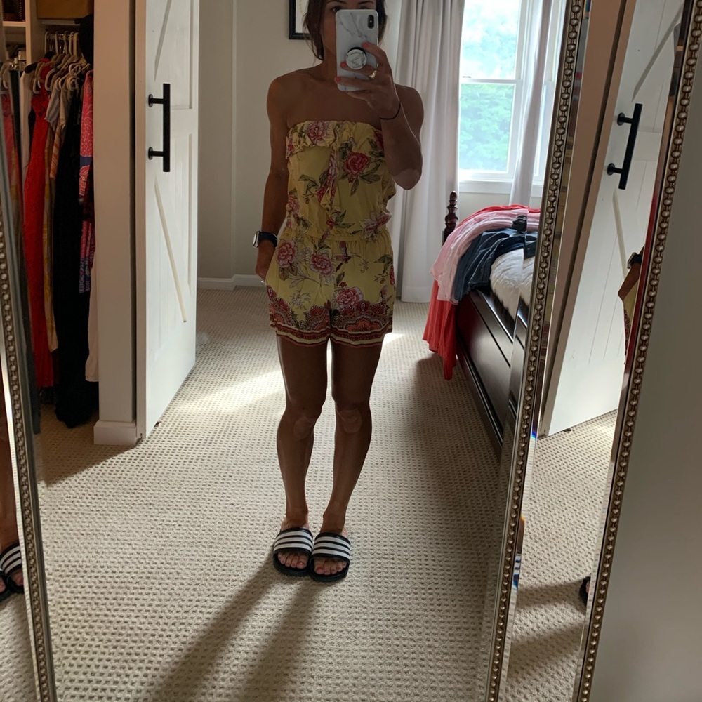 Yellow floral romper